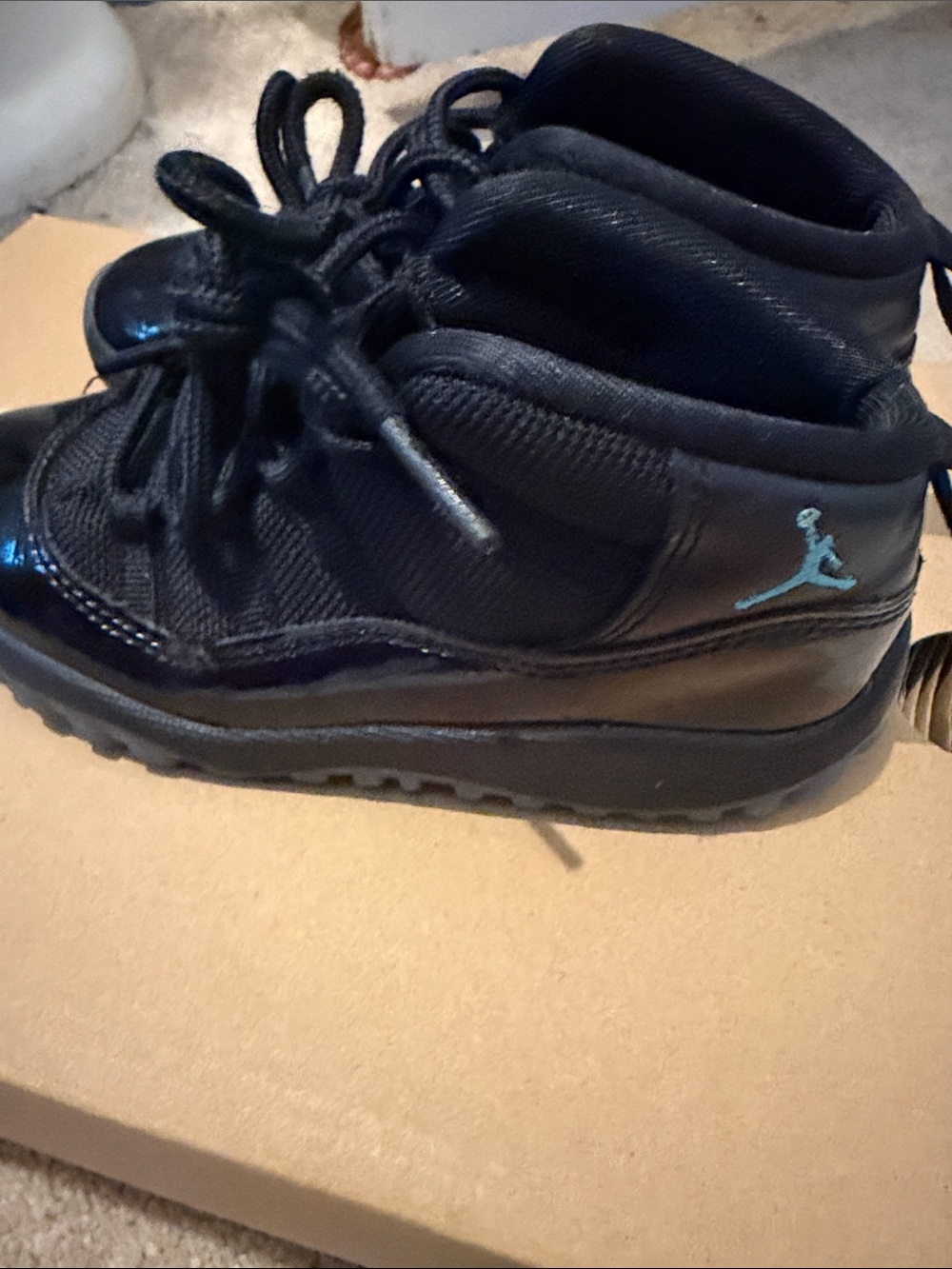 Jordan Kids Black High-Top Boots with Teal Jumpman